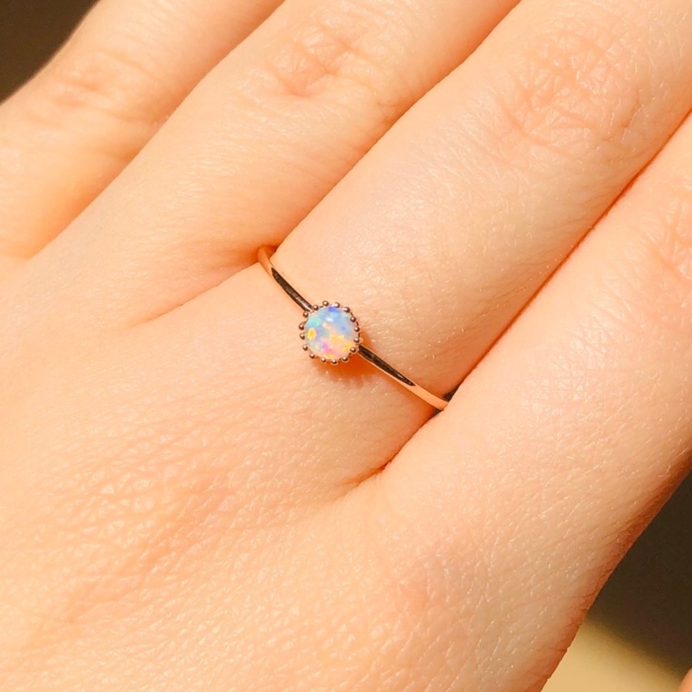 NEW Round Opal Rose Gold Ring - Picture 3 of 8